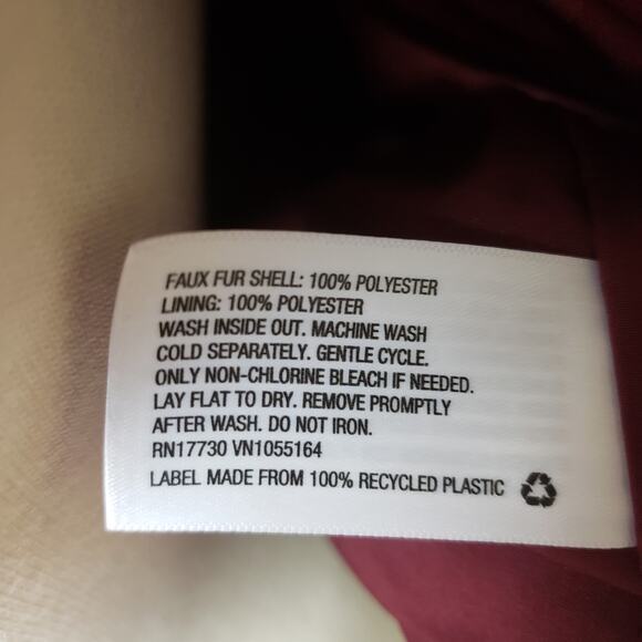 A New Day Faux Fur Burgundy Crop Jacket Medium - Picture 7 of 10